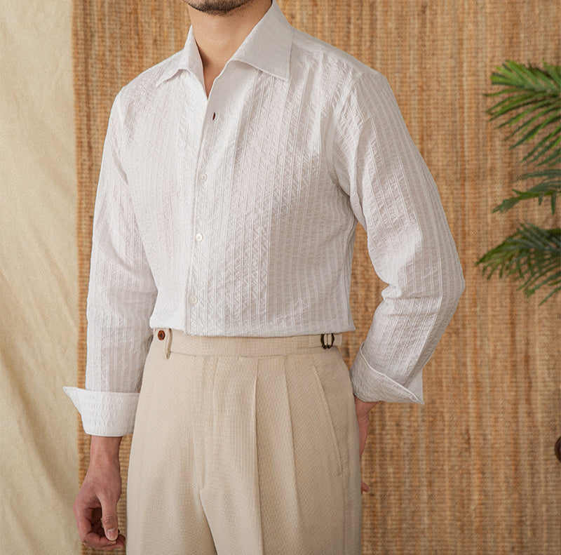 Budva Cotton Seersucker Long Sleeve Shirt