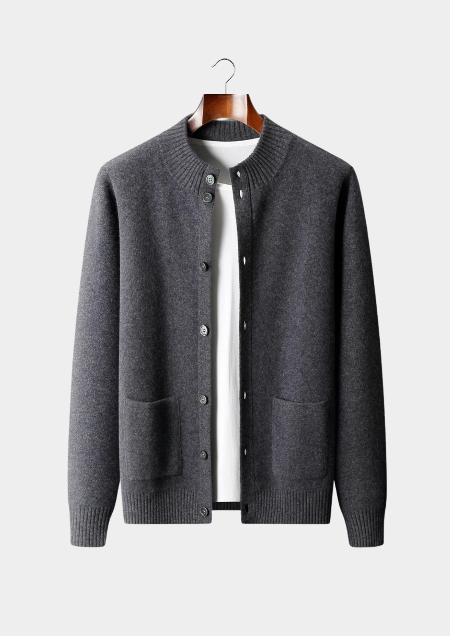 100% CASHMERE BUTTON CARDIGAN