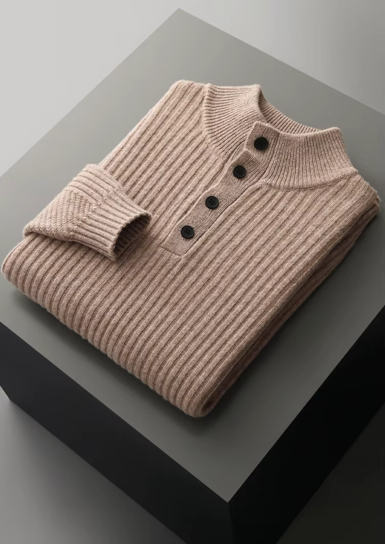 Cavallo WOOL RIBBED HENLEY SWEATER