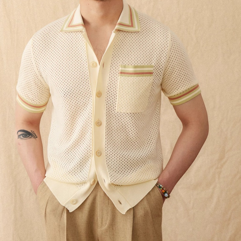 Casablanca Knitted Contrast Short Sleeve Shirt
