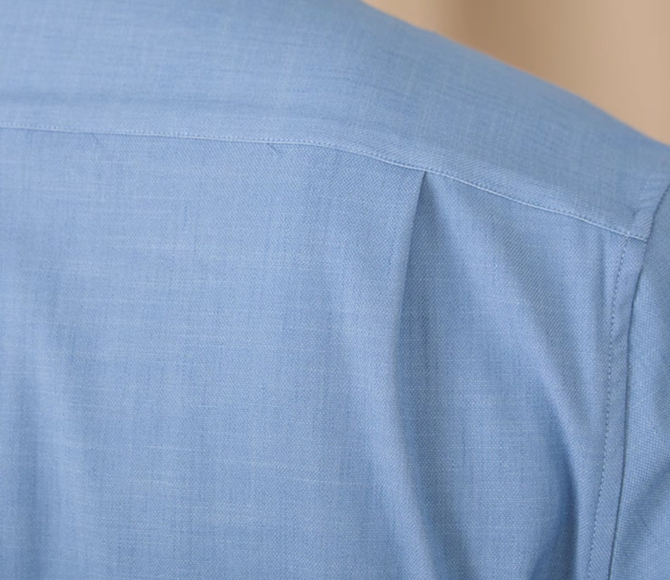 Drape Denim One Piece Collar Long Sleeve Shirt