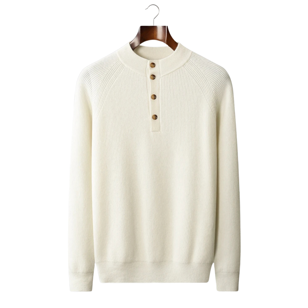 100% CASHMERE BUTTON SWEATER