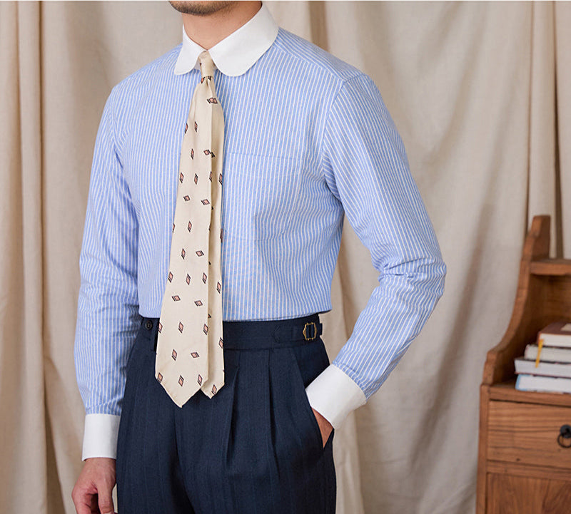 Paris Cotton Scallop Collar Long Sleeve Shirt