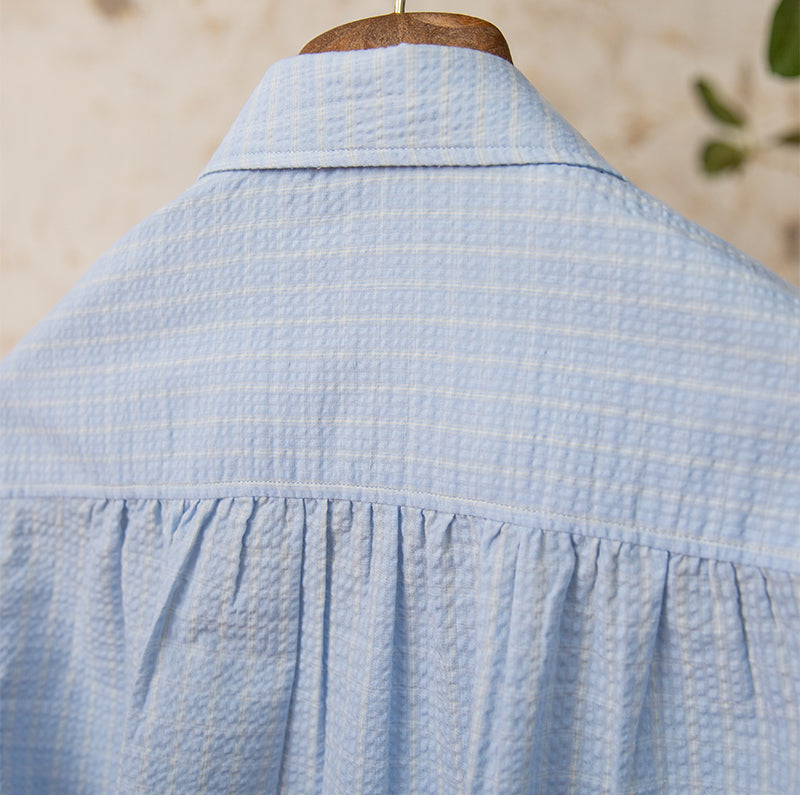 Eze Seersucker Checkered Cotton Blend Shirt