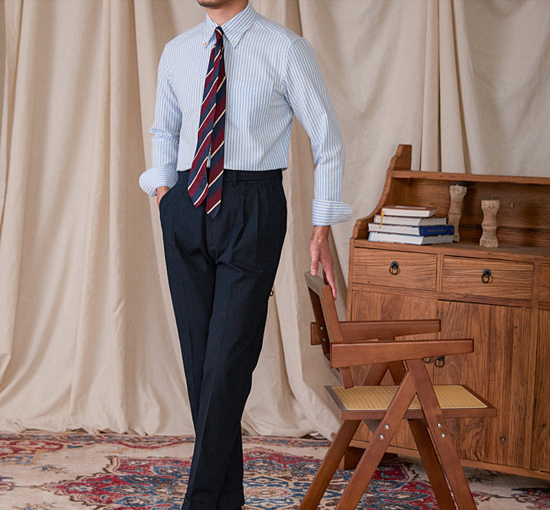 Oxford Cotton Striped Moisture Wicking Shirt