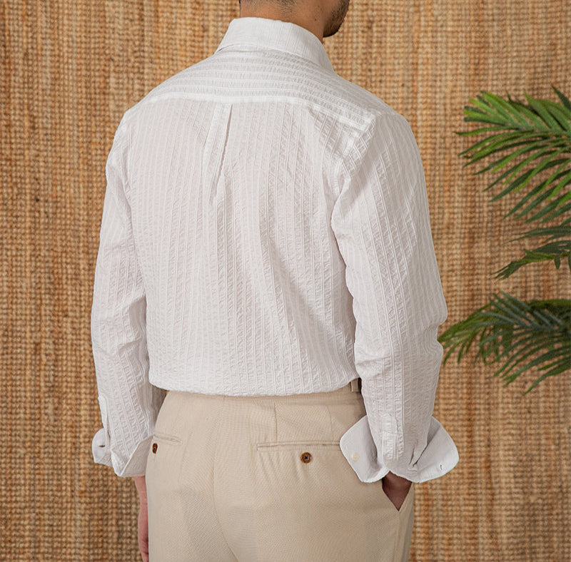 Budva Cotton Seersucker Long Sleeve Shirt