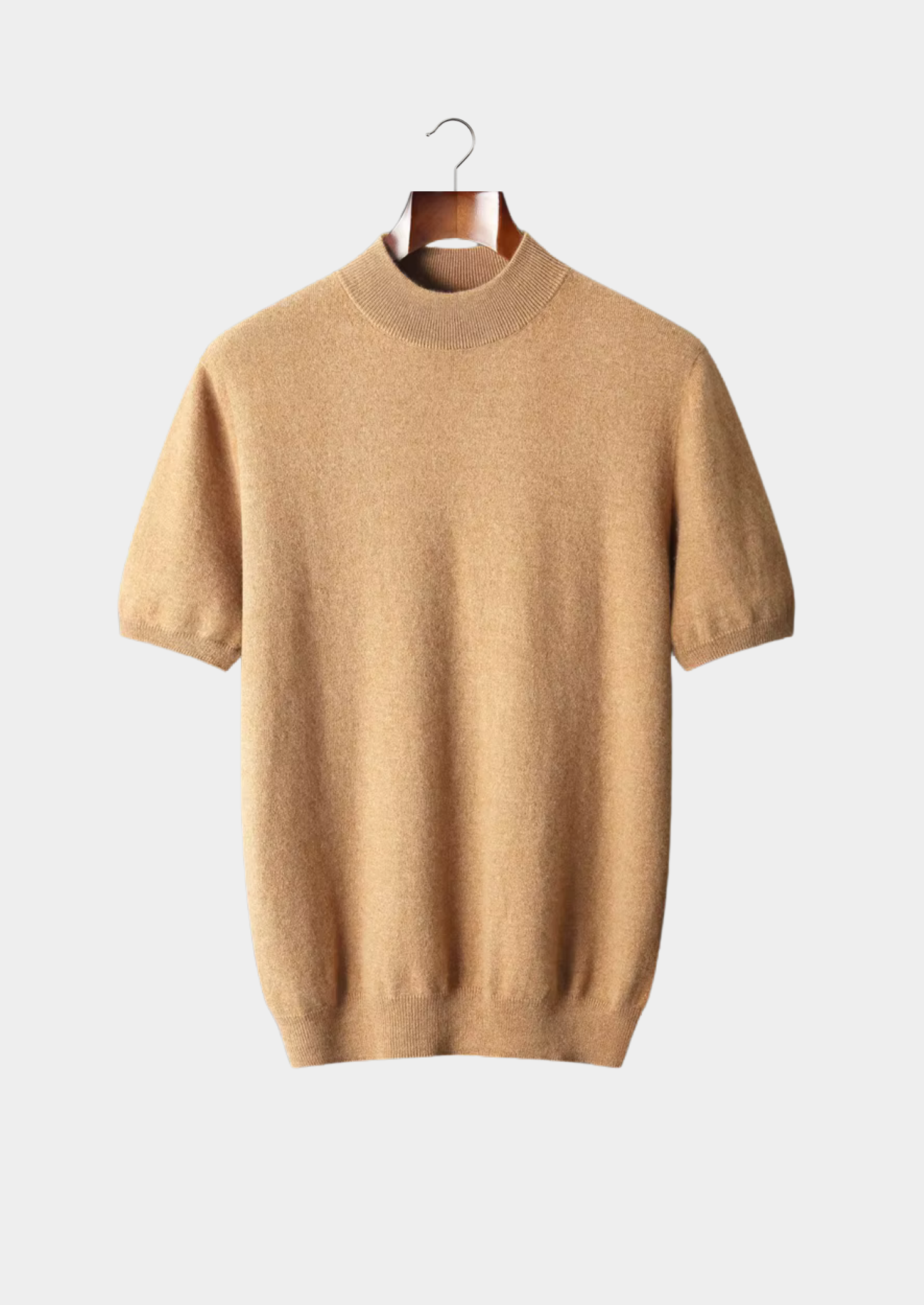 100% CASHMERE MOCK NECK T-SHIRT