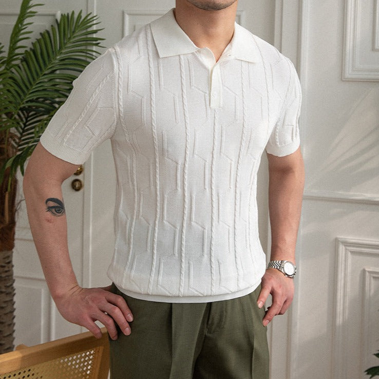 Embossed Royal Knitted Polo