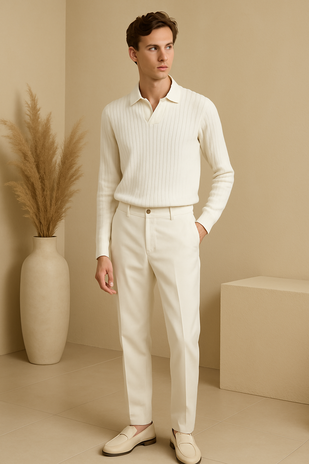 NOBA Striped Long Sleeve Polo