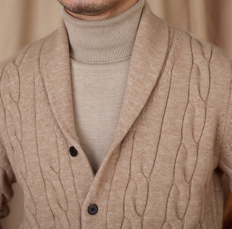 Aspen Cable Knit Shawl Collar Cardigan