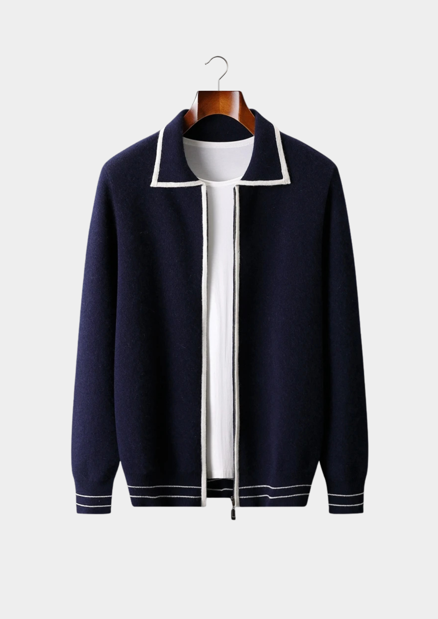 NOBA WOOL TWO-TONE POLO CARDIGAN