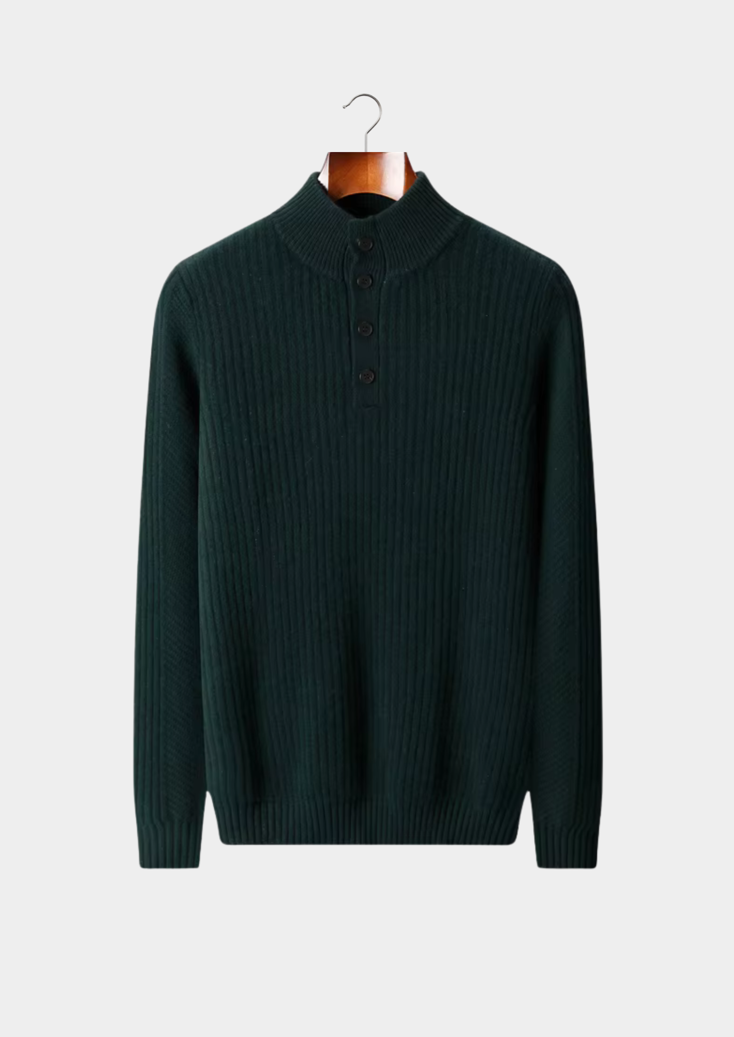 Cavallo  WOOL RIBBED HENLEY SWEATER