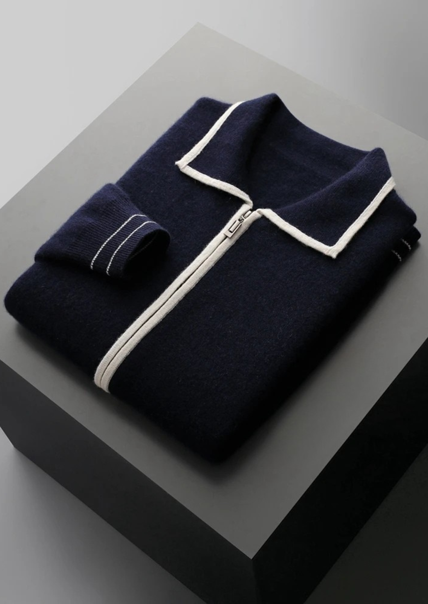 NOBA WOOL TWO-TONE POLO CARDIGAN