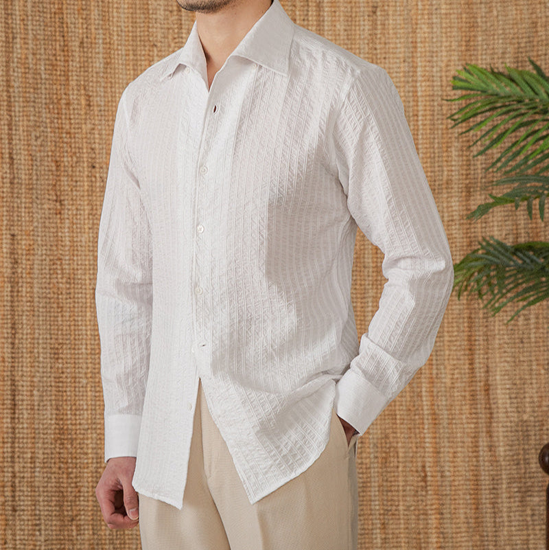 Budva Cotton Seersucker Long Sleeve Shirt