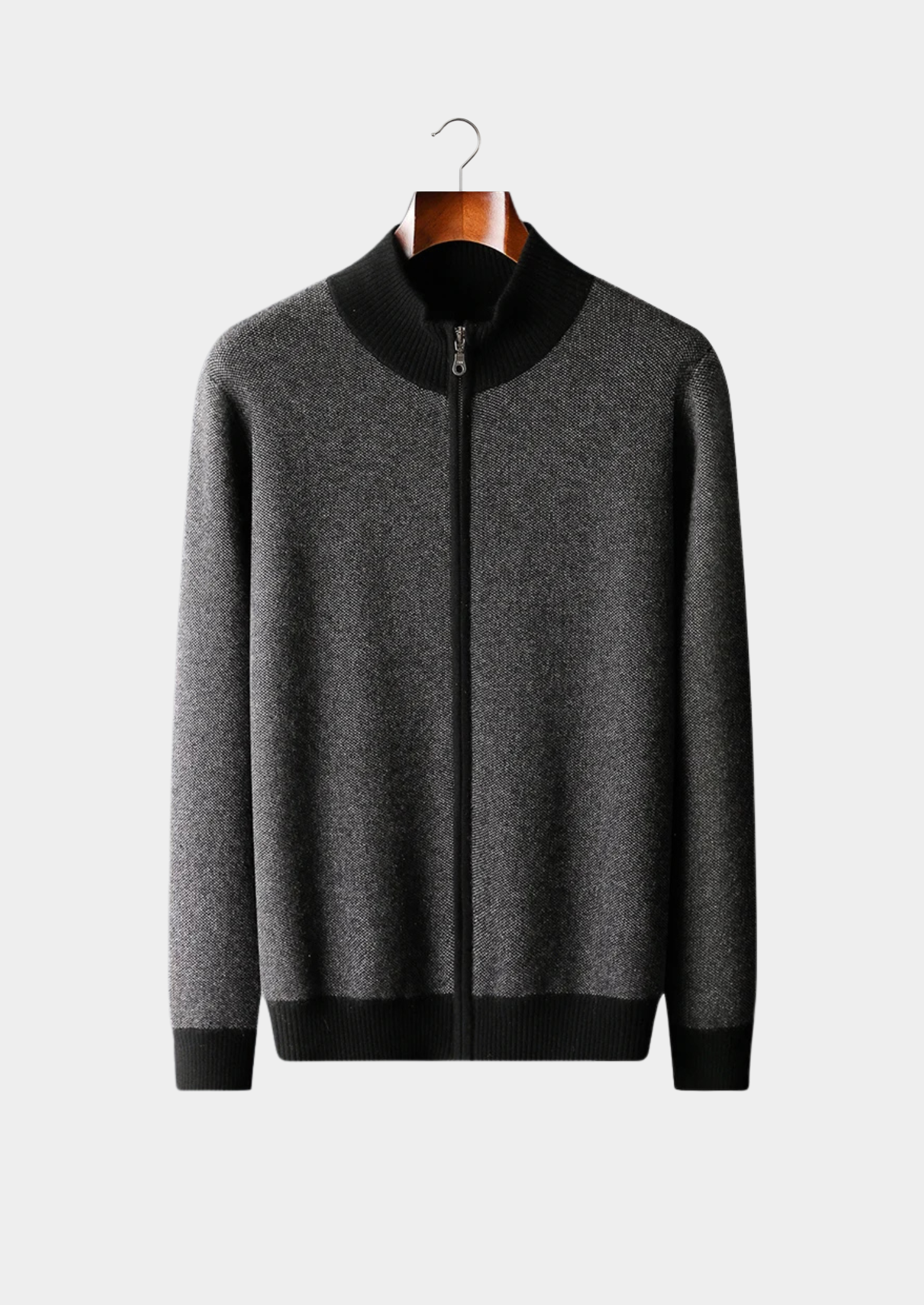 100% CASHMERE JACQUARD ZIP CARDIGAN
