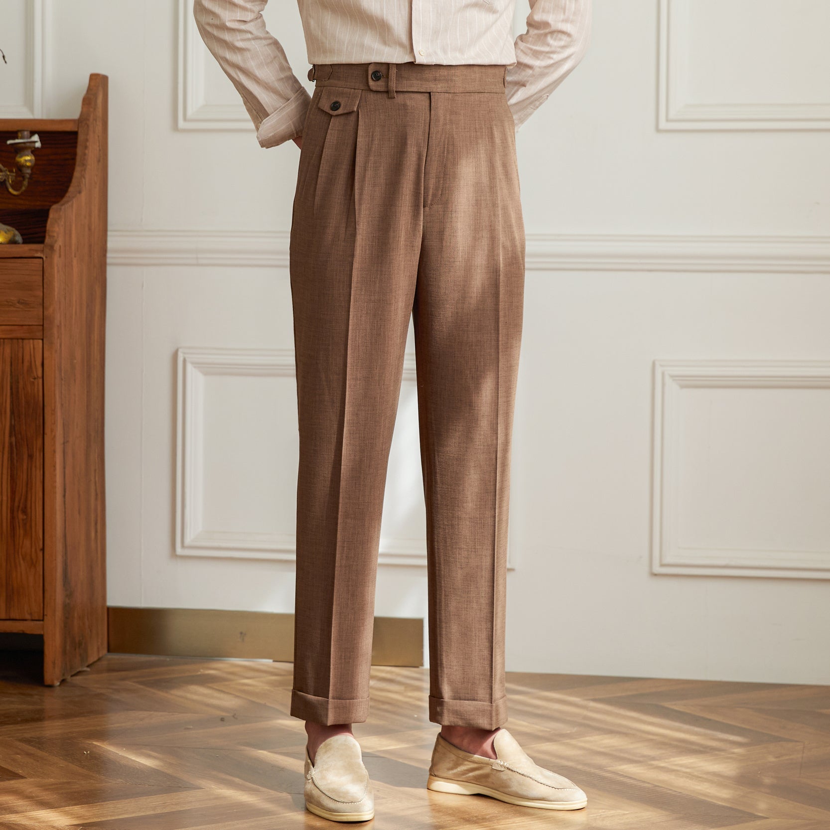 Varese Straight Fit Double Pleated Trousers