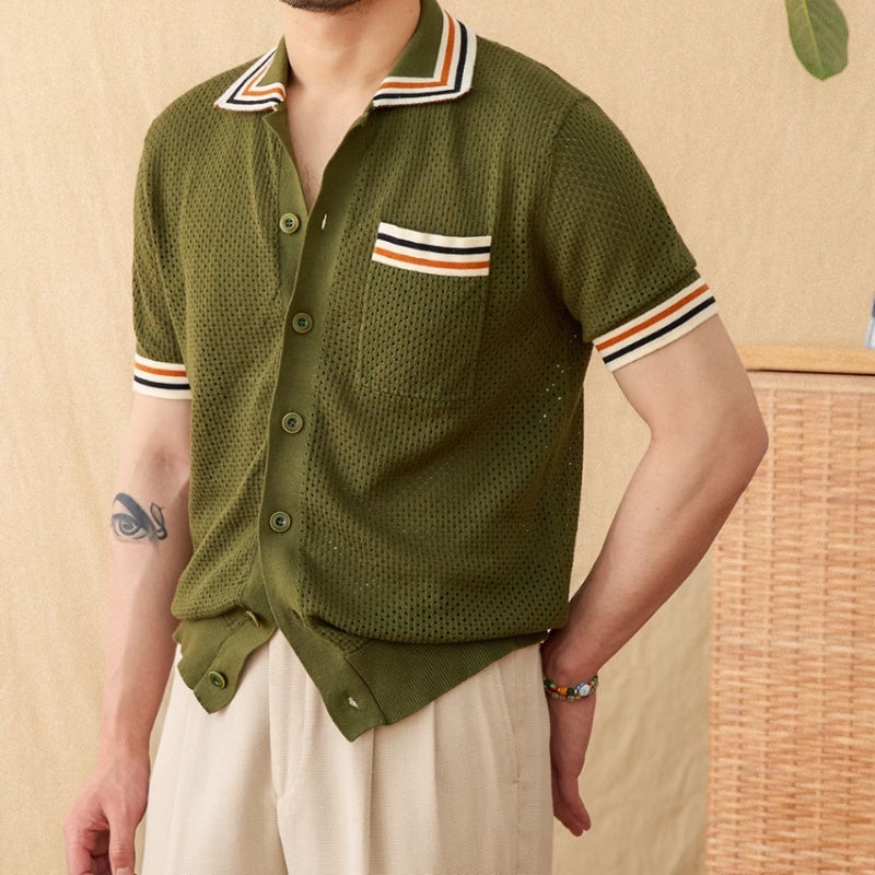 Casablanca Knitted Contrast Short Sleeve Shirt