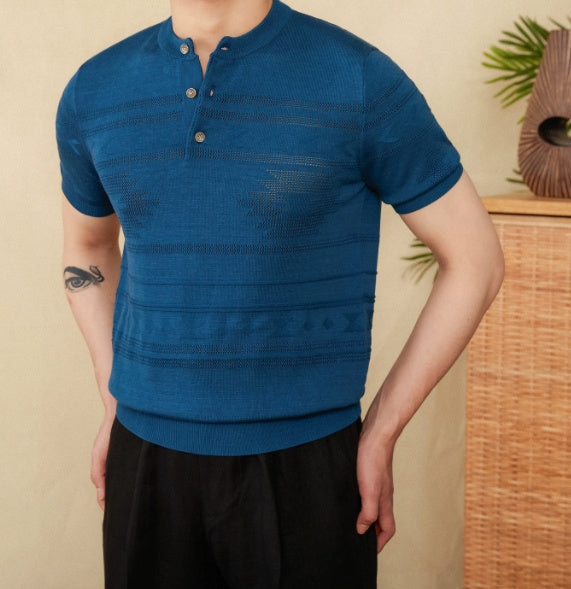 Navajo Cotton Blend Henley T-Shirt