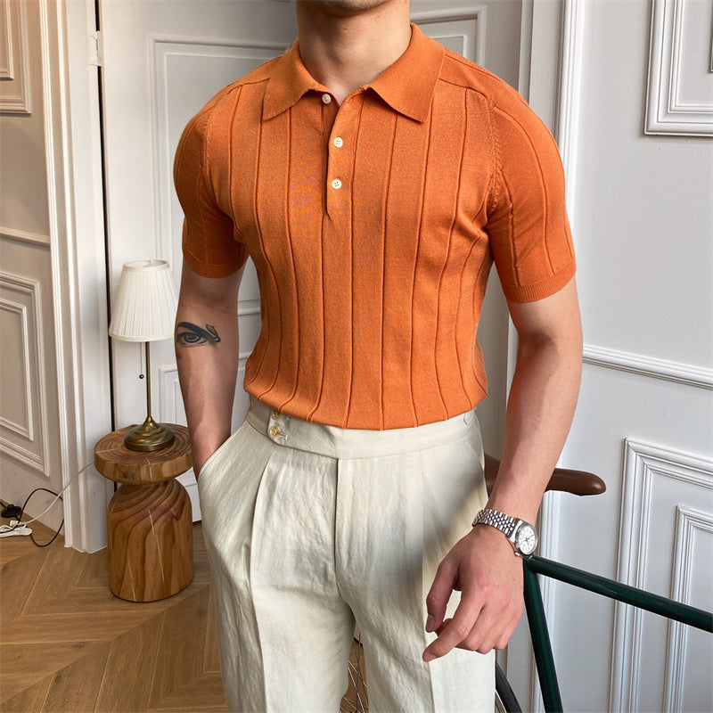 Pleated Elegance Knitted Polo