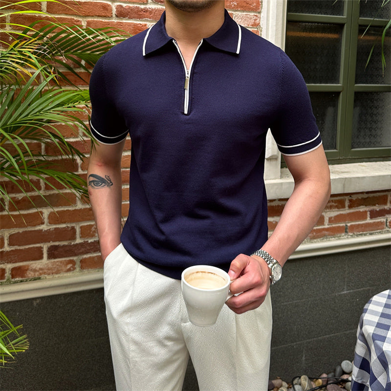 Contrast Yachting Knitted Zipper Polo