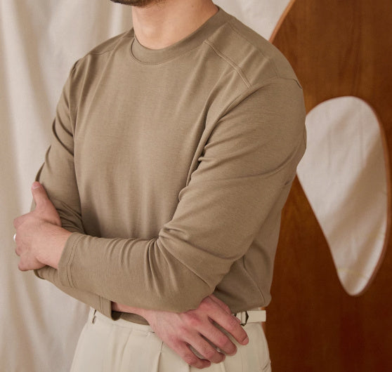 Basic Cotton Blend Soft Touch Long Sleeve T-Shirt