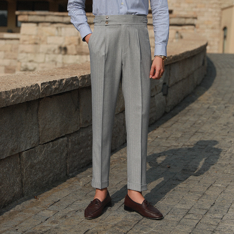 Massismo Pinstripe Pleated Trousers