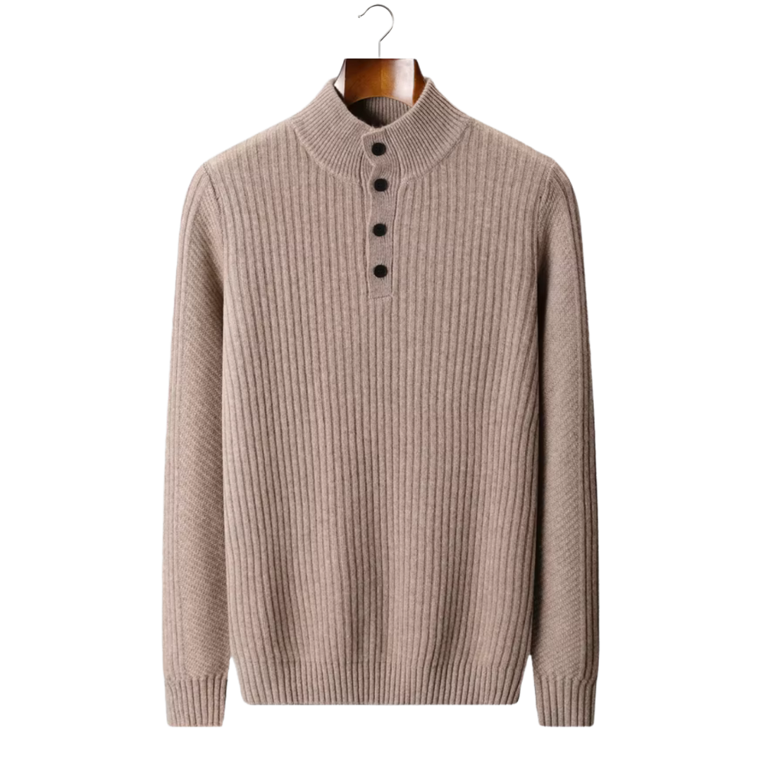 Cavallo  WOOL RIBBED HENLEY SWEATER