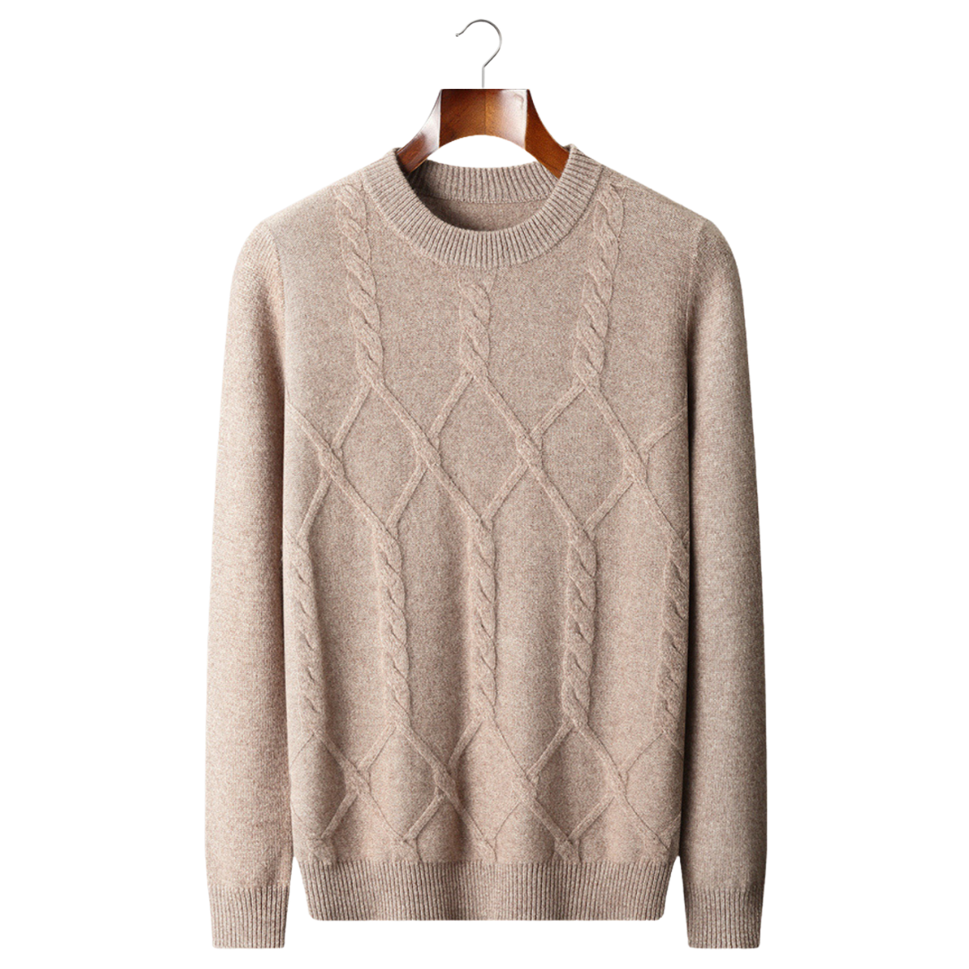 100% CASHMERE PATTERN CREWNECK