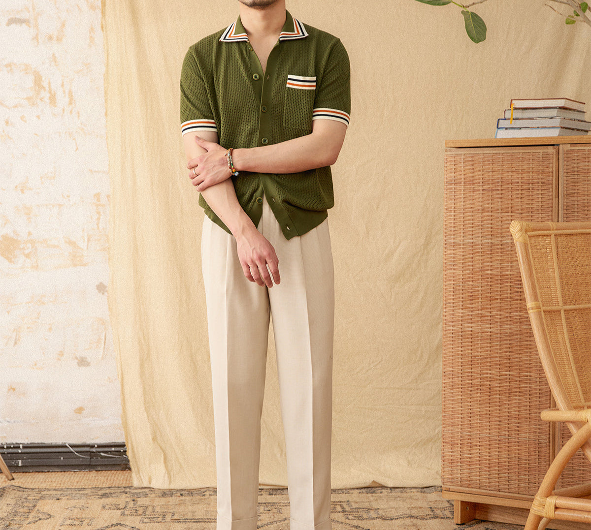 Casablanca Knitted Contrast Short Sleeve Shirt