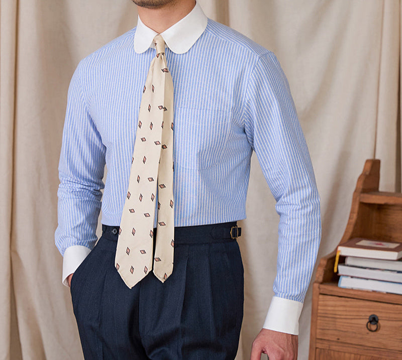 Paris Cotton Scallop Collar Long Sleeve Shirt