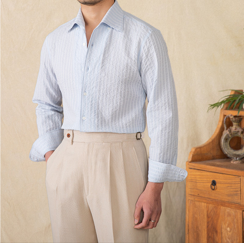 Budva Cotton Seersucker Long Sleeve Shirt