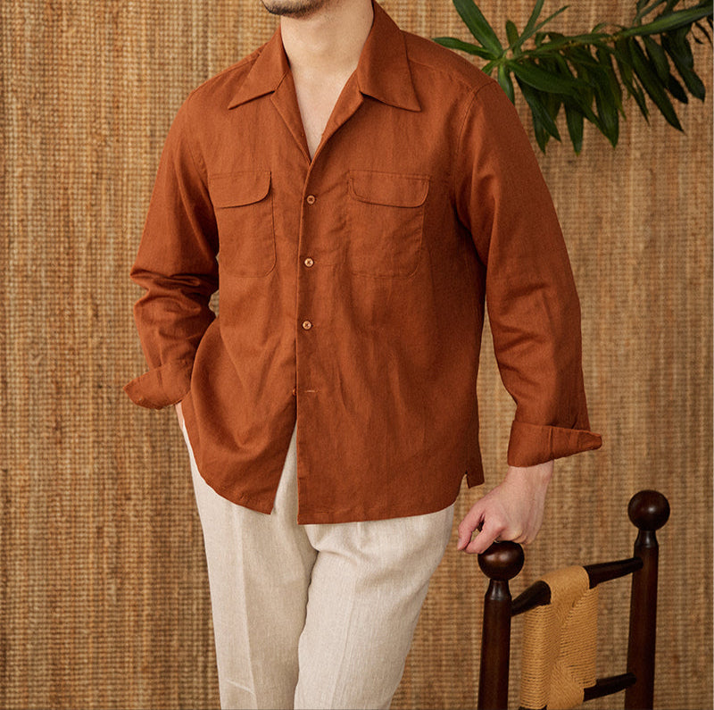 Wineyard Linen Cotton Blend Long Sleeve Shirt