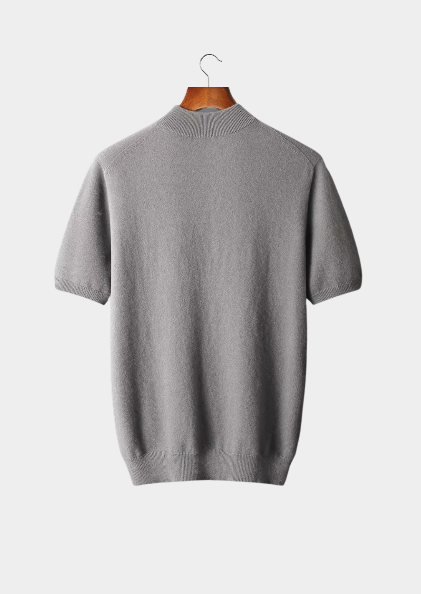 100% CASHMERE MOCK NECK T-SHIRT