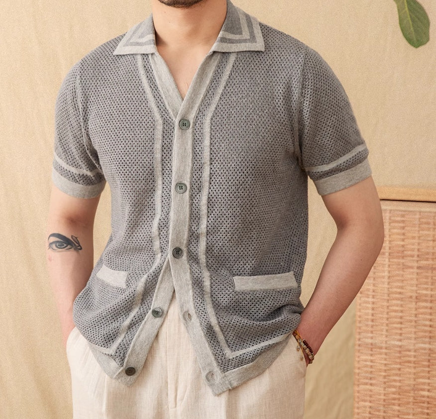 Masters Knitted Contrast Short Sleeve Shirt