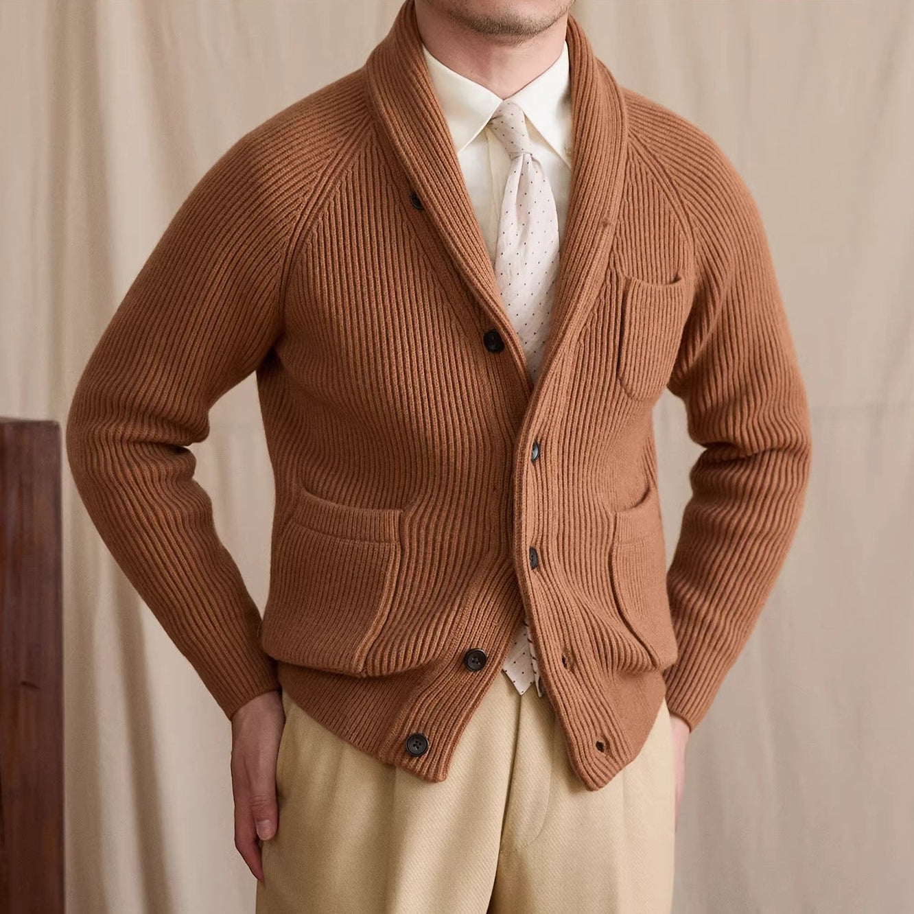 Harrow Ribbed Shawl Collar Cardigan