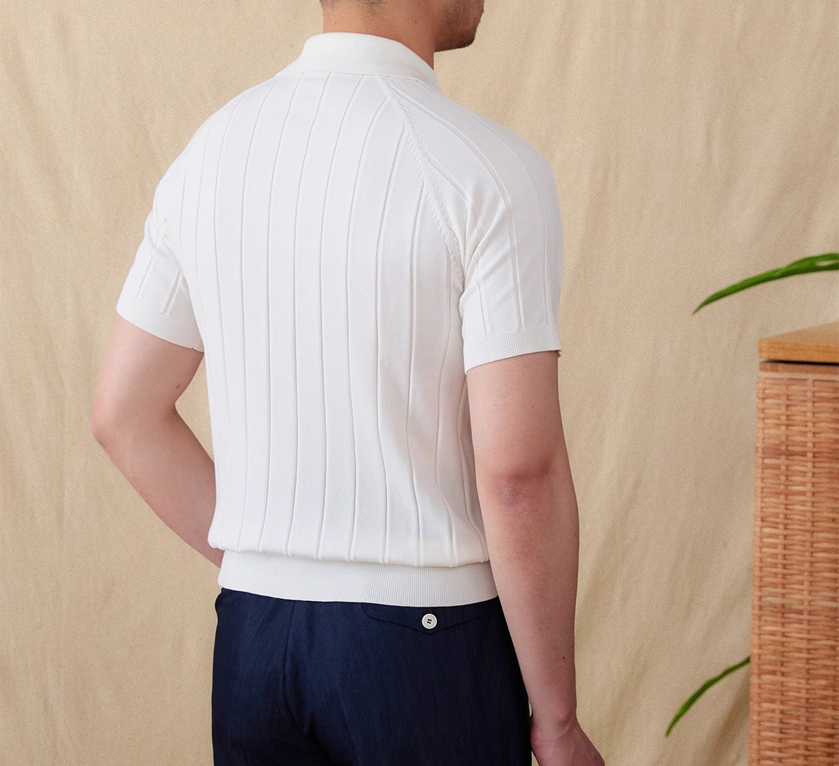 St. Barts Pleated Cotton Blend Short Sleeve Polo Shirt