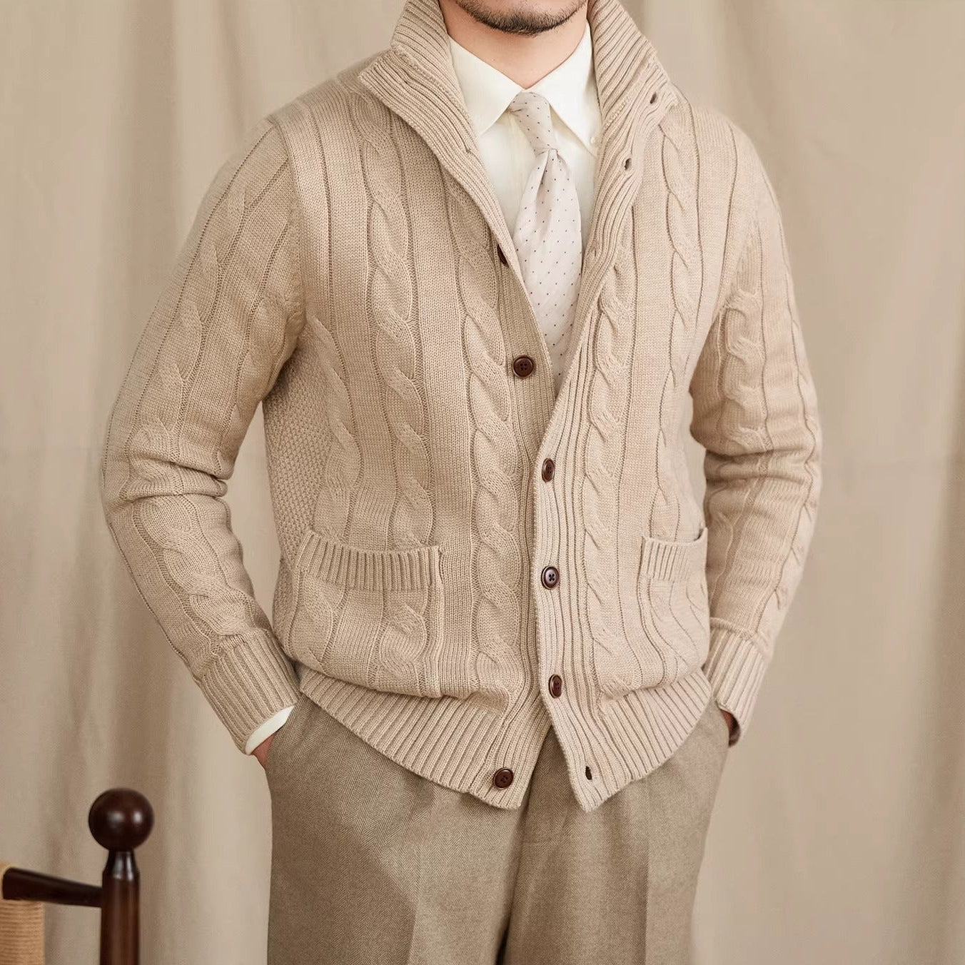 St Moritz Buttoned Cable Knit Cardigan