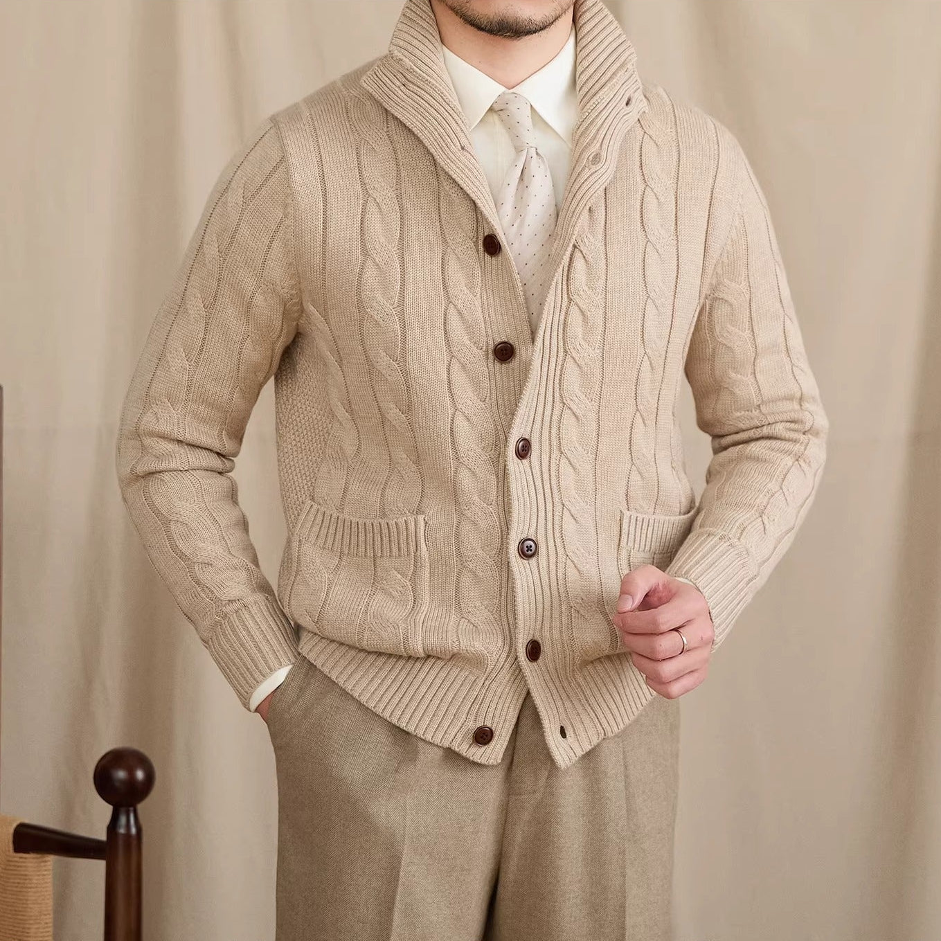 St Moritz Buttoned Cable Knit Cardigan