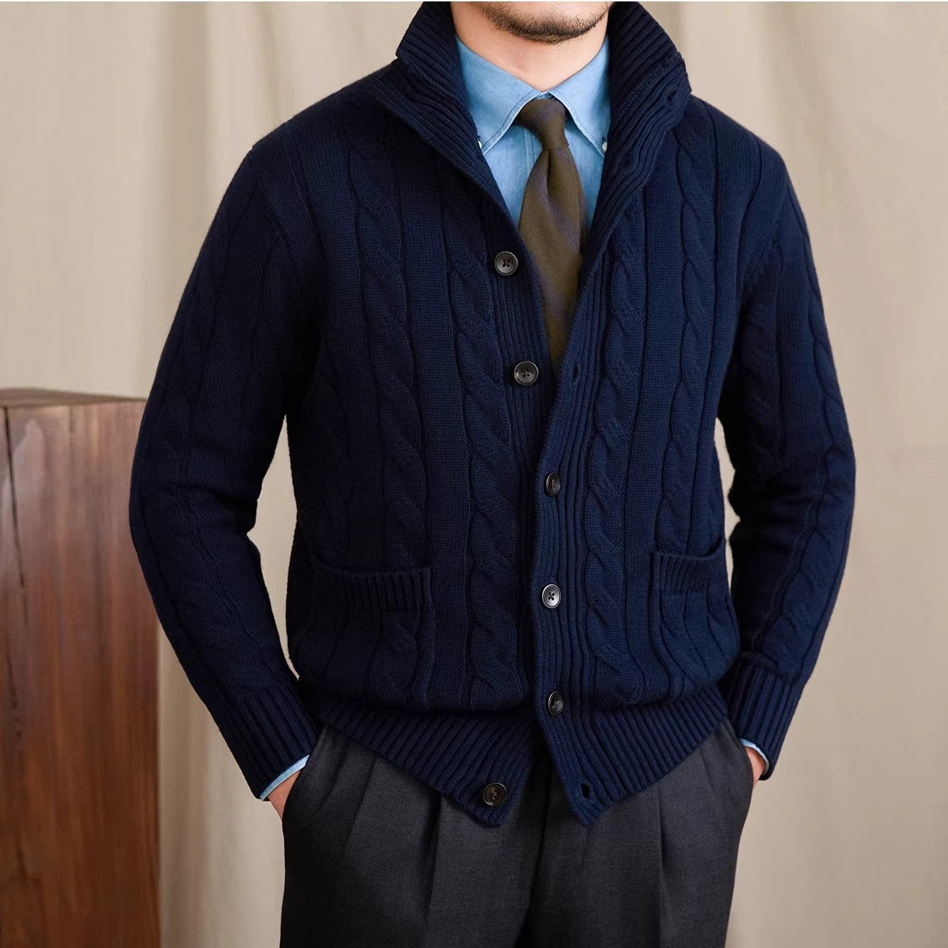 St Moritz Buttoned Cable Knit Cardigan